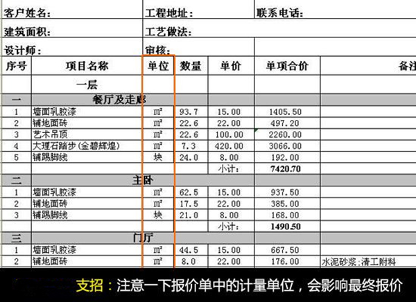 裝修報價單內(nèi)容詳解，注意避開報價單陷阱3